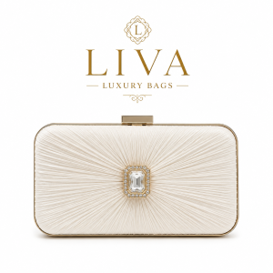 Liva Off White PU Leather Women Clutch Bag | Elegant Party & Wedding Hand Clutch for Women
